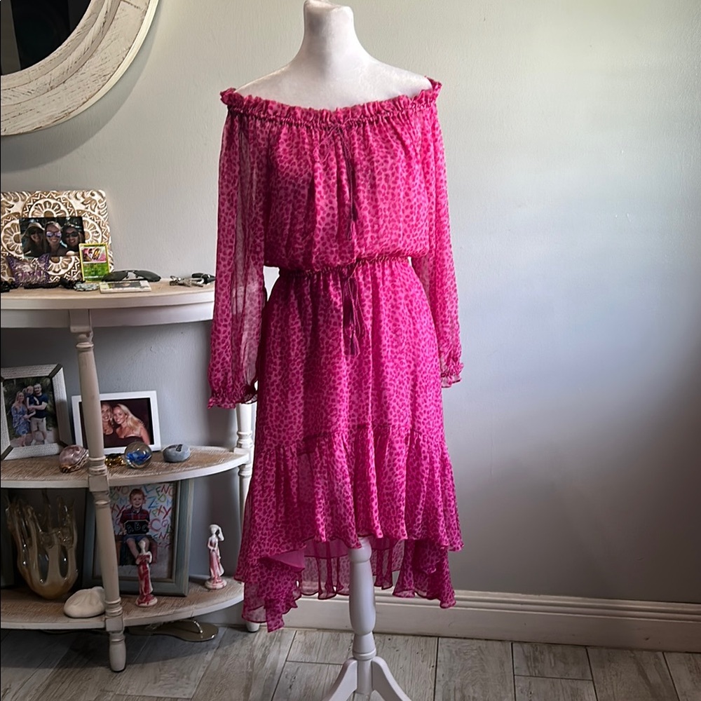 [Diane Von Furstenberg] Pink Pattern Silk Dress - Size 8